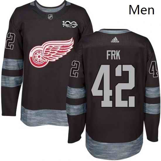 Mens Adidas Detroit Red Wings 42 Martin Frk Authentic Black 1917 2017 100th Anniversary NHL Jersey
